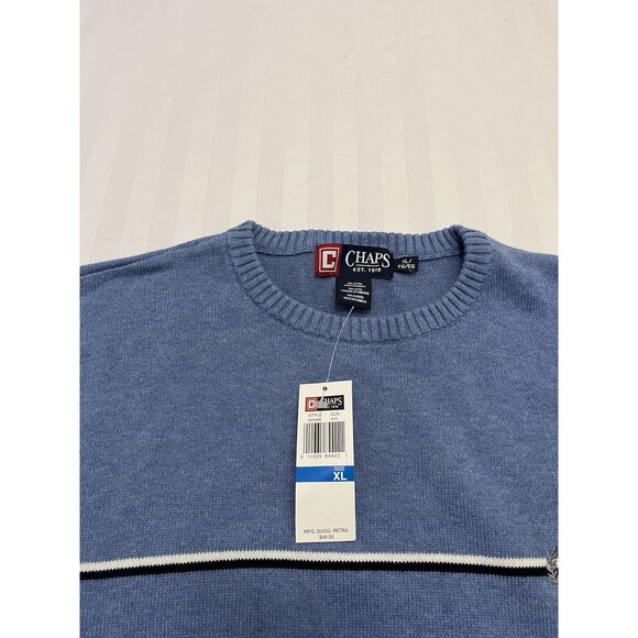 CHAPS Ralph Lauren NWT Men’s Crew Neck Sweater Size XL.  Blue - Picture 2 of 7